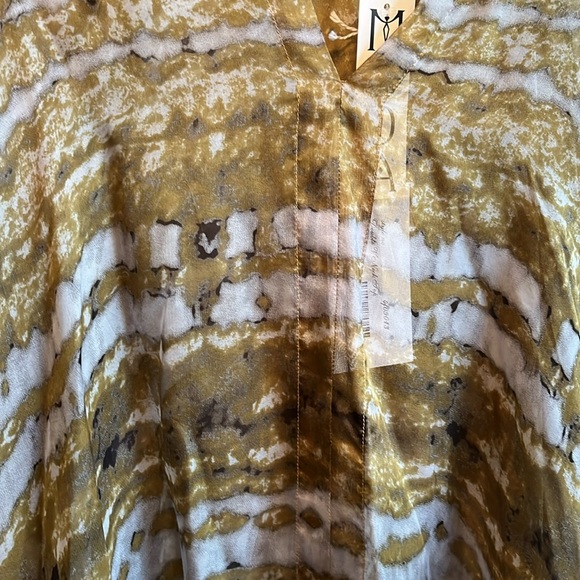 Fifteen Twenty 100% Silk Double V-Neck Top — Gold & Silver Marbled Print - Picture 4 of 9
